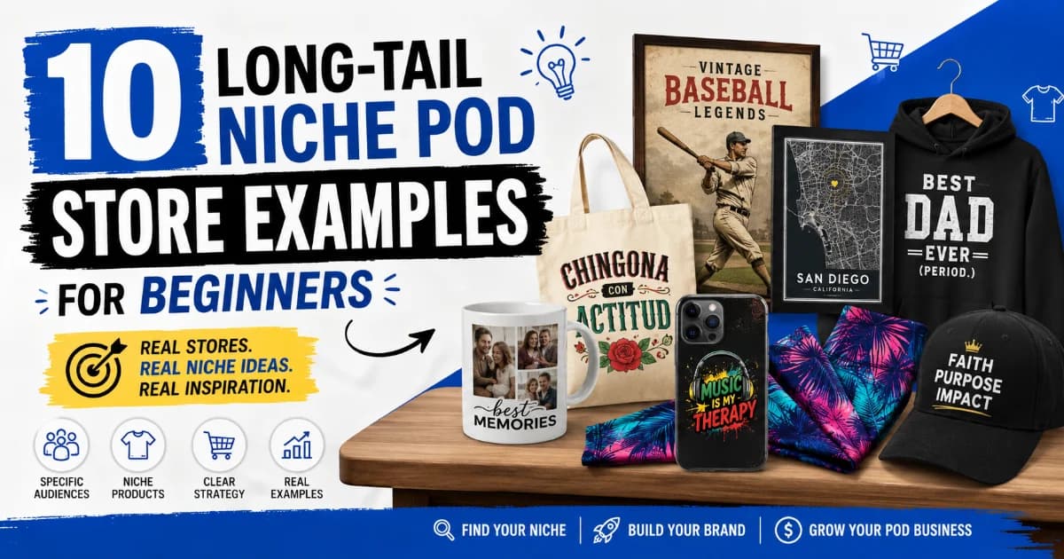 10 Long-Tail Niche POD Store Examples for Beginners